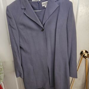 Kasper Lavender Single-Button Long Blazer with Sheath Dress  Size 12